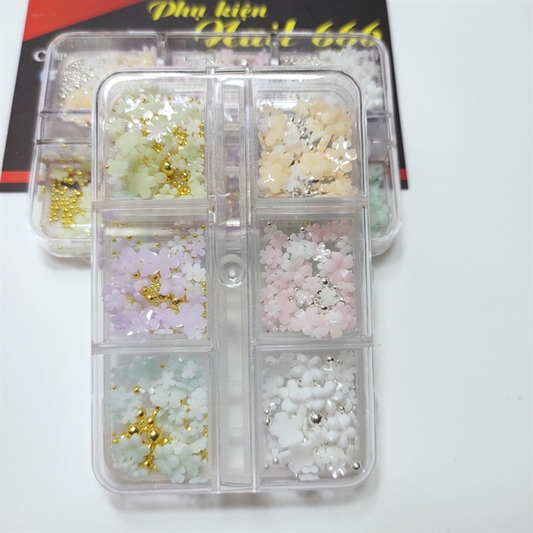 PHỤ KIỆN HOA SỨ MIX KHAY (6 ô,6 Màu)